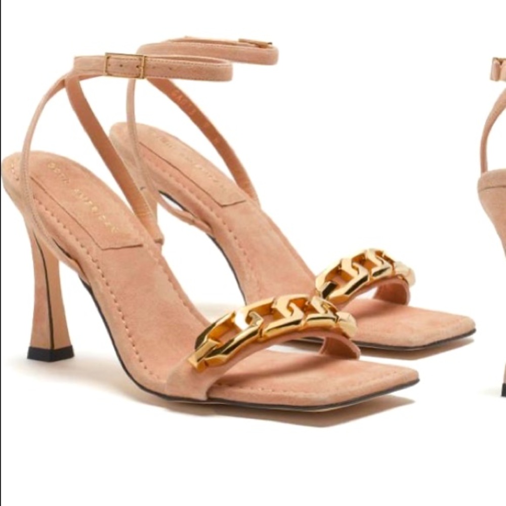 Good American Chain Heel Sandals NWB